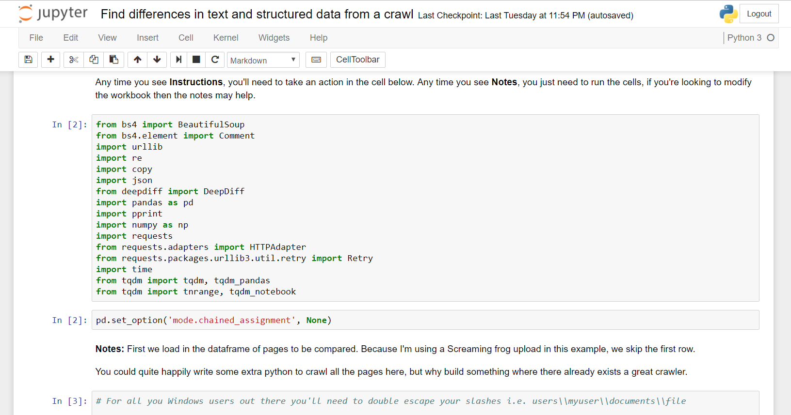 Inside a Jupyter Notebook